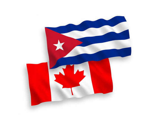 Drapeaux du Canada et de Cuba sur fond blanc - Vecteur, image