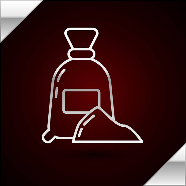 Stříbrná čára Taška mouky ikona izolované na tmavočerveném pozadí. Vektorová ilustrace - Vektor, obrázek