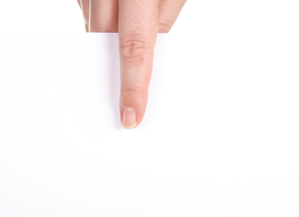 mano femenina sosteniendo papel blanco
 - Foto, Imagen