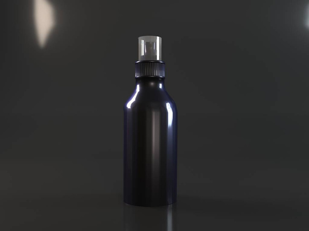 Fekete palack 3D-s renderelő mockup - Fotó, kép
