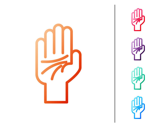 Red line Palmistry of the hand icon isolated on white background. Set color icons. Vector Illustration - Vector, Image