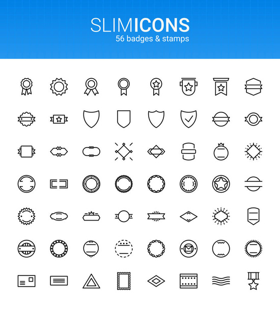 Insignias y sellos minimalistas de línea delgada Vector Iconos
 - Vector, Imagen