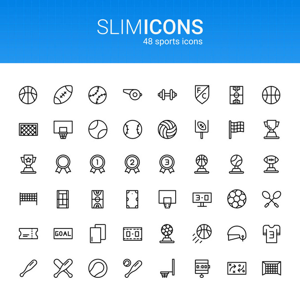 Minimalistic Slim Line Sports Vector Icons - Διάνυσμα, εικόνα