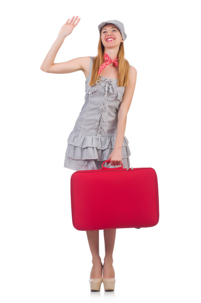 Jonge vrouw met koffer - Foto, afbeelding