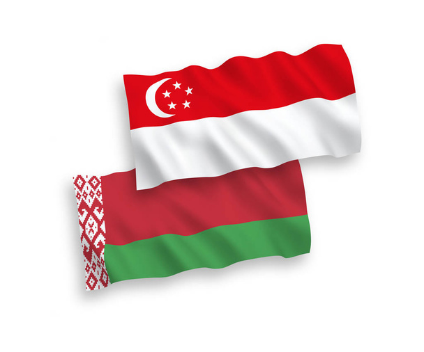 Σημαίες της Λευκορωσίας και της Σιγκαπούρης σε λευκό φόντο - Διάνυσμα, εικόνα