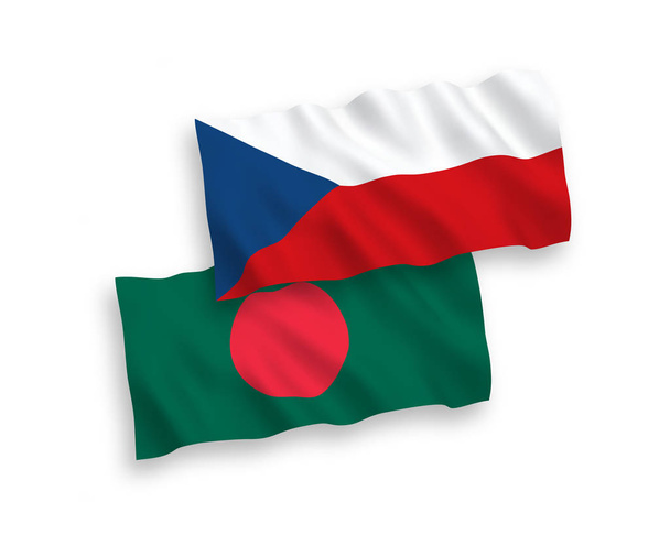 Flags of Czech Republic and Bangladesh on a white background - Vector, Image