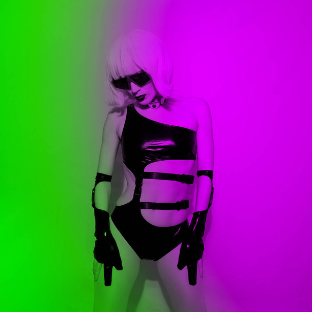 Cyberpunk girl. Fashion clubbing mood - Фото, изображение