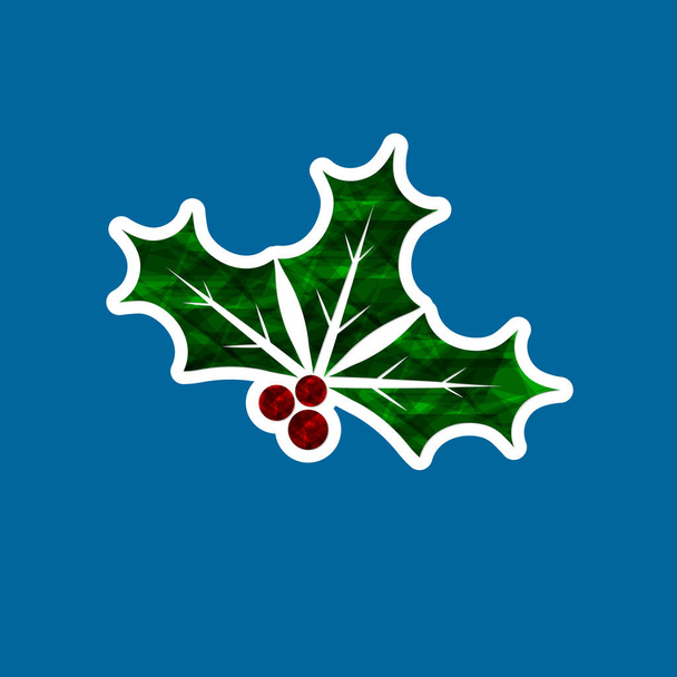 Икона Холли Берри, Рождественская омела, графический шаблон, символ Рождества, векторная иллюстрация - Вектор,изображение