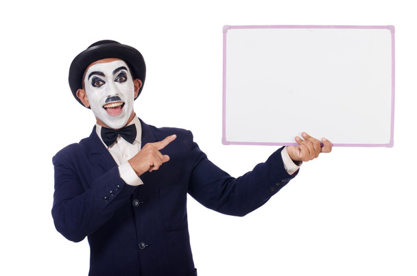 Funny man with blank board - 写真・画像