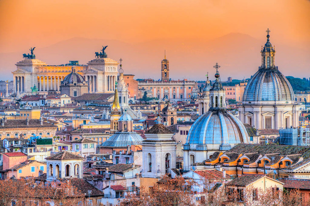 Rome at sunset time with St Peter Cathedral - Photo, Image
