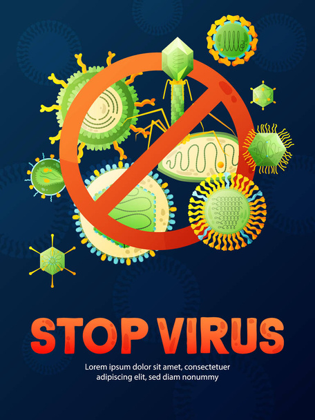 Stop Virus Poster  - Vettoriali, immagini