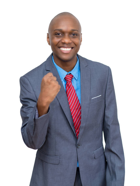 Successful cheering african american businessman - Foto, immagini