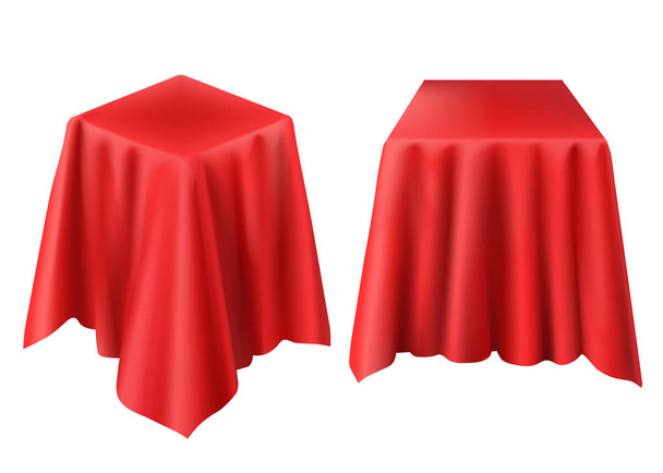 Vector realistische doos bedekt met rode doek - Vector, afbeelding