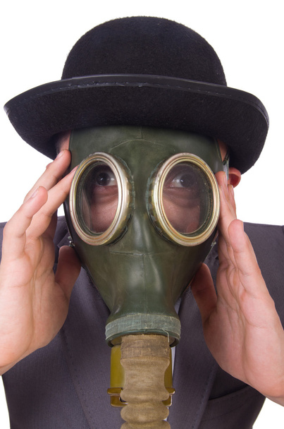 Businessman wearing gas mask - Valokuva, kuva