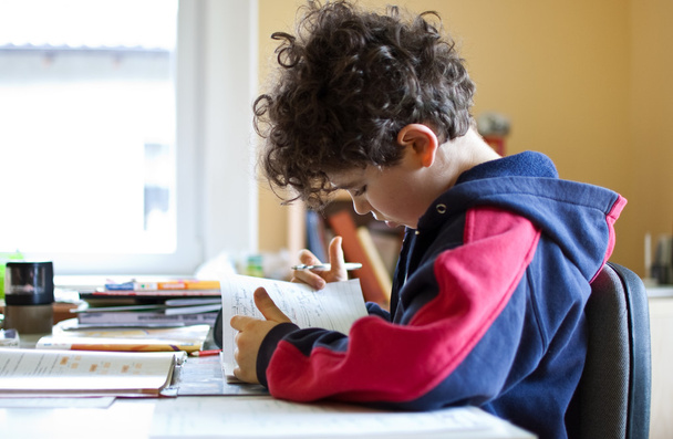 Boy doing homework - Fotoğraf, Görsel
