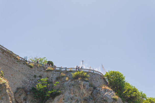 city of Yalta, Crimea 02 July 2019. The famous place of Crimea Castle Swallow's Nest on the rock - Zdjęcie, obraz