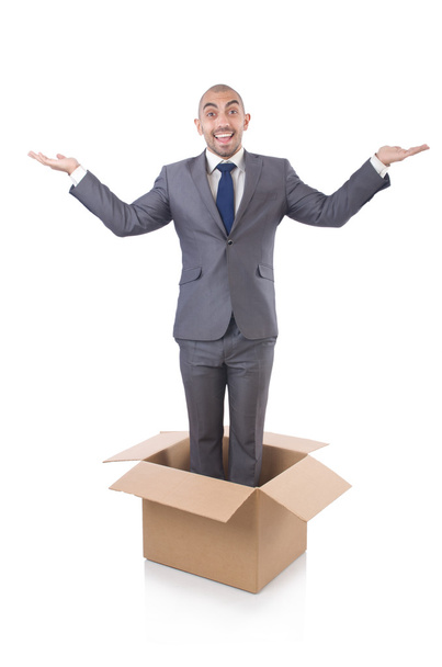 Бизнесмен стоя в коробке
 - Фото, изображение