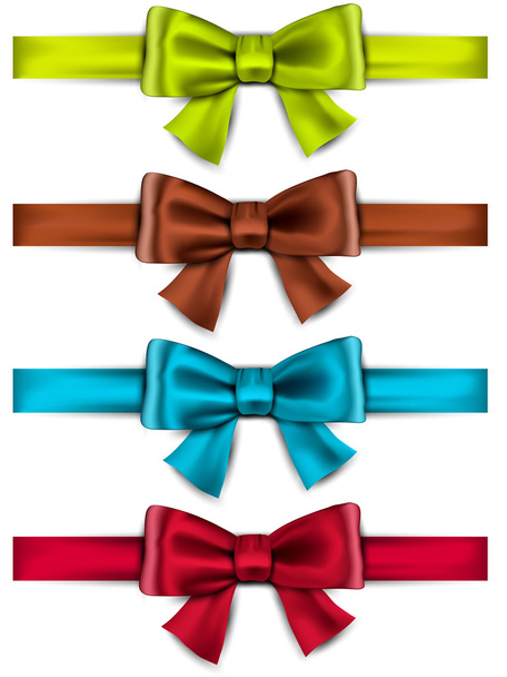 Satin color ribbons. Gift bows. - Vector, afbeelding
