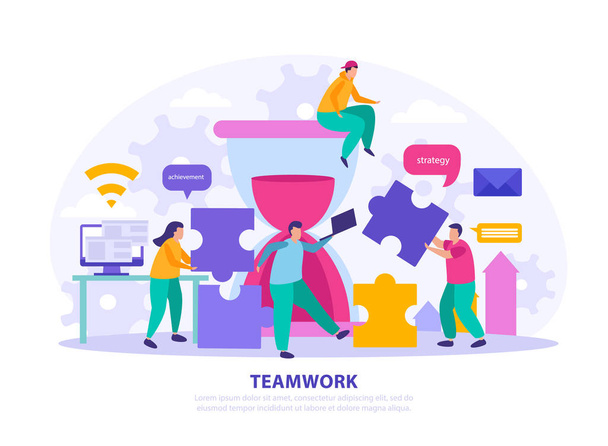 Teamwork flaches Gestaltungskonzept - Vektor, Bild