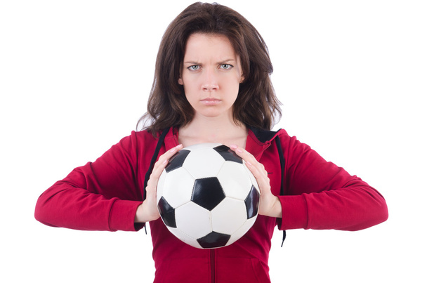 Jovem com bola de futebol
 - Foto, Imagem