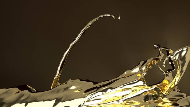 gold liquid on black  3d rendering for  abstract background. - Photo, Image