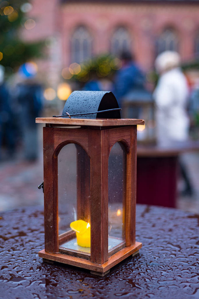 Outdoor candle lantern in the city street - Photo, Image