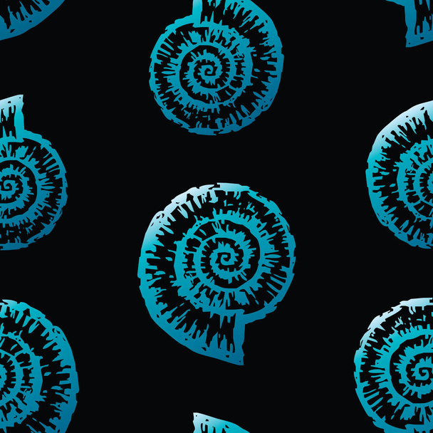 Seamless pattern of decorative nautilus shell - Вектор,изображение