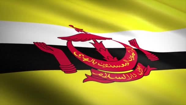 Flag of Brunei. Waving flag with highly detailed fabric texture seamless loopable video. Seamless loop with highly detailed fabric texture. Loop ready in 4K resolution - Footage, Video