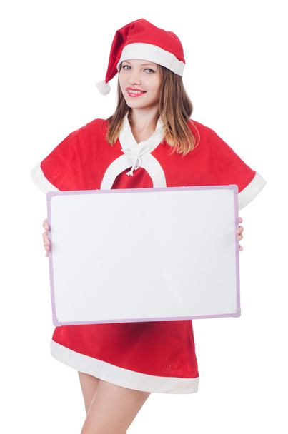 : 赤サンタ衣装で若い女性 - 写真・画像