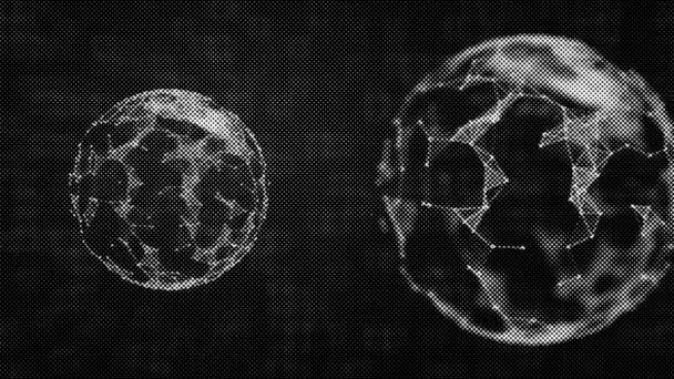 Abstrakcyjnie oddane Ziemia i Księżyc w splocie gałki na gridlowanym tle, - Materiał filmowy, wideo