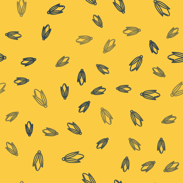 Blue line Corn icon isolated seamless pattern on yellow background. Vector Illustration - ベクター画像