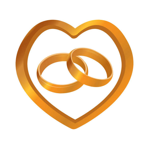 Wedding rings in a heart - Vektör, Görsel