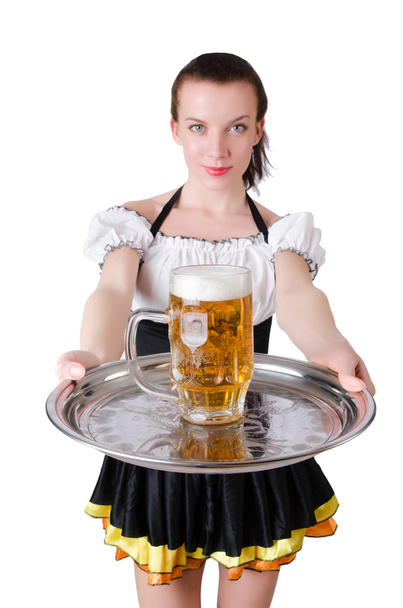 Young waitress with beer - Zdjęcie, obraz