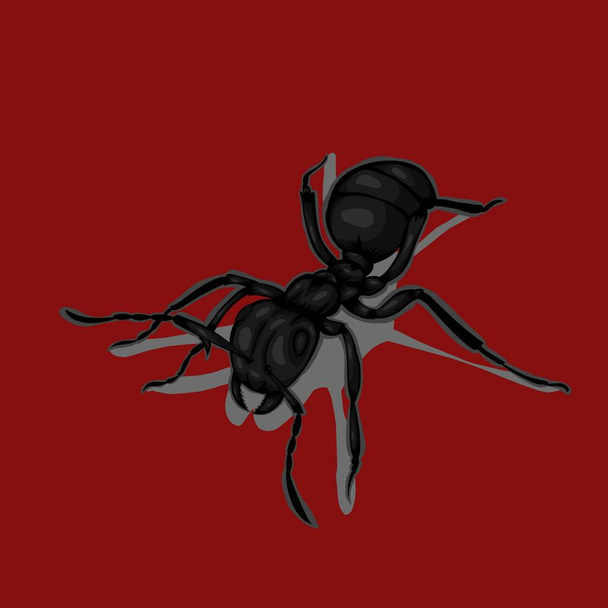 einfaches Design der Illustration Ameisen schwarz auf rotem Hintergrund  - Vektor, Bild