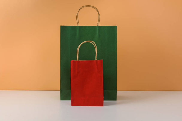 mockup of blank craft package or colorful paper shopping bag wit - Foto, imagen
