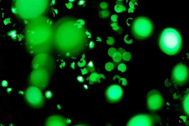 Bokeh green blurred lights abstract color. - Photo, Image