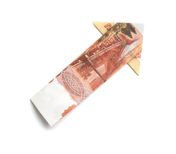 5000 Russian rubles in the form of an arrow on a white background - Photo, image
