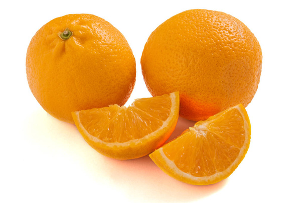 Oranges isolated on a white background. Fresh citrus fruits. - Photo, Image
