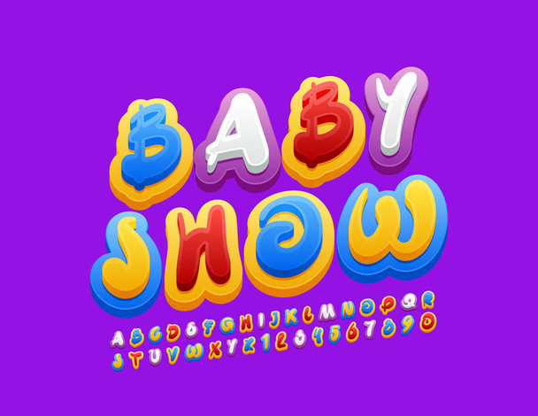 Vector heldere gebarentaal Baby Show. Creatief kleurrijk lettertype. Kinderen Alfabet Letters en nummers. - Vector, afbeelding
