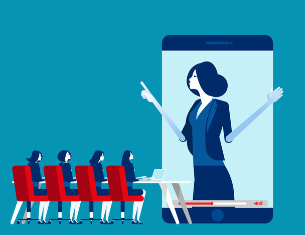 Office people online meeting. Concept business vector illustration, Online seminar, Internet learning. Flat business cartoon design. - Vector, Image