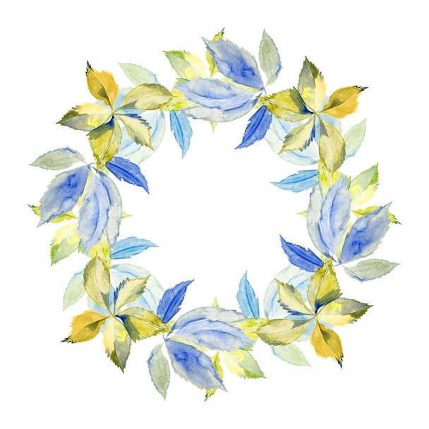 Wreath made of leaves for spring holidays isolated on white background. - Φωτογραφία, εικόνα