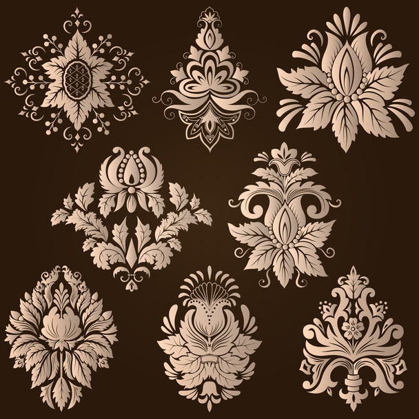 Vector set of damask ornamental elements. - Vector, afbeelding
