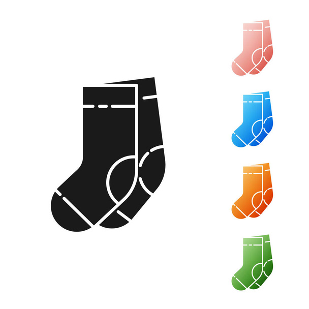 Siyah Çorap simgesi beyaz arka planda izole edildi. Simgeleri renklendirin. Vektör İllüstrasyonu - Vektör, Görsel