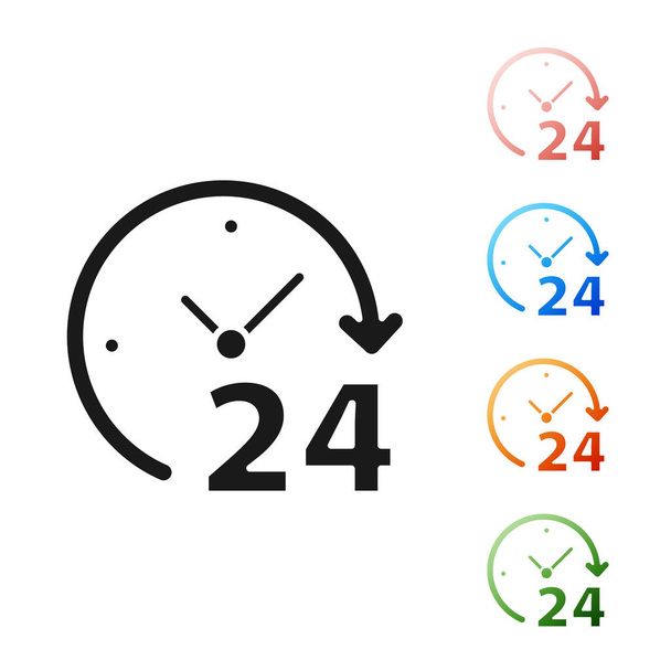 Ікона "Чорного годинника" 24 години ізольована на білому тлі. Цілоденна циклічна ікона. 24 години символу служби. Розфарбуйте ікони. Векторний приклад - Вектор, зображення
