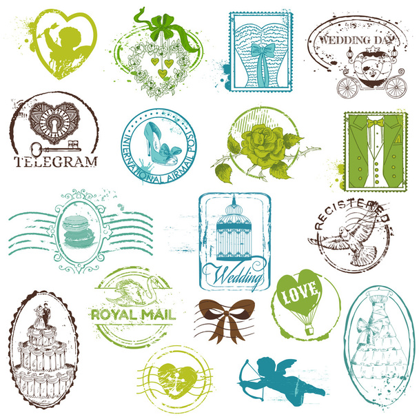 Vintage Rubber Stamp Collection - for your design, scrapbook - Vector, Image