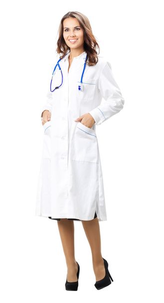 Full body of young female doctor, isolated - Фото, зображення