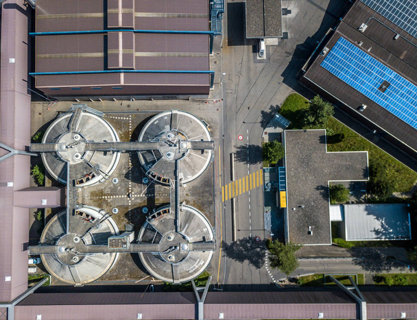  Aerial view of wastewater treatment plant in Switzerland - Foto, imagen