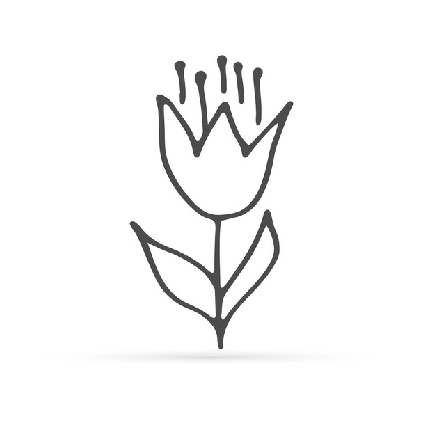 silhouette icône de tulipe isolé sur blanc, fleur doodle dessin à la main ligne d'art fleur, faisceau de coloriage, croquis vecteur stock illustation
 - Vecteur, image