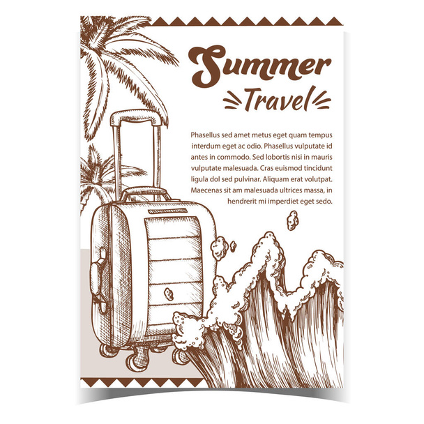 Summer Travel matkalaukku pyörillä Juliste vektori
 - Vektori, kuva