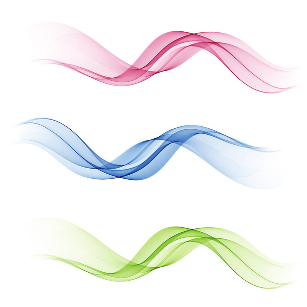 Set of abstract color wave. Color smoke wave. Transparent color wave. Blue, pink,green color. Wavy design.Vector - Vector, Image